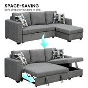 Sarantino Fontana Pullout Sofa Bed with Storage Chaise Lounge - Grey V240-SOFA-M084-LNN-GY