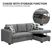 Sarantino Fontana Pullout Sofa Bed with Storage Chaise Lounge - Grey V240-SOFA-M084-LNN-GY