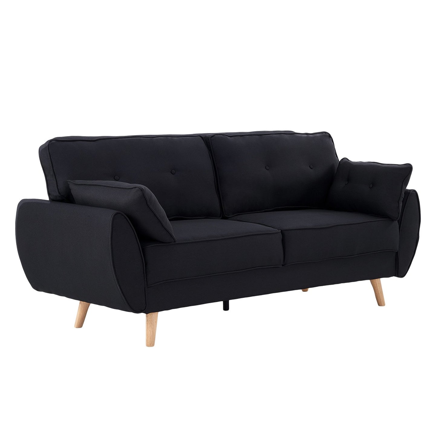 Sarantino 3 Seater Modular Linen Fabric Sofa Bed Couch Futon Suite - Black V240-SOFA-M1910-LNN-BK