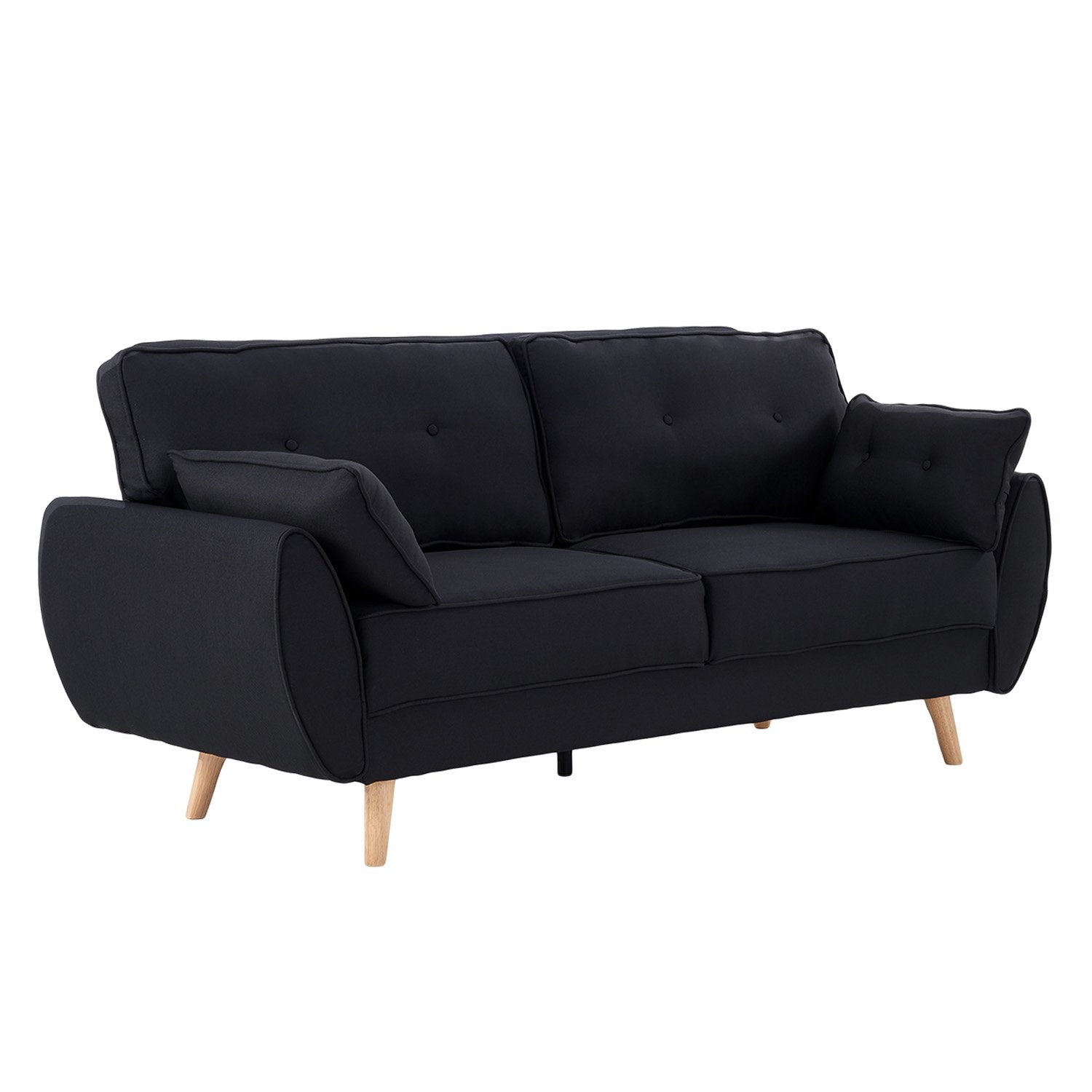 Sarantino 3 Seater Modular Linen Fabric Sofa Bed Couch Futon Suite - Black V240-SOFA-M1910-LNN-BK