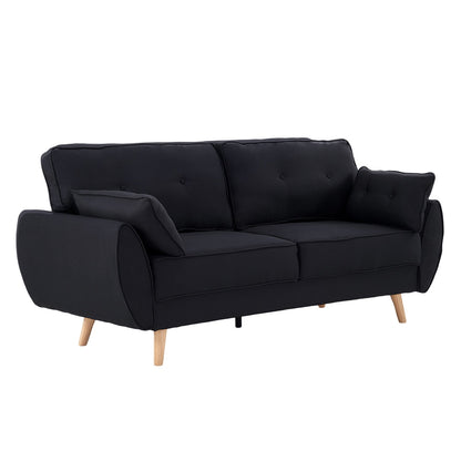 Sarantino 3 Seater Modular Linen Fabric Sofa Bed Couch Futon Suite - Black V240-SOFA-M1910-LNN-BK