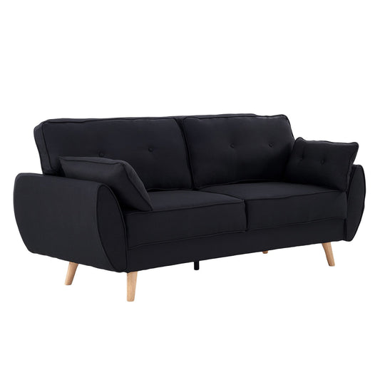 Sarantino 3 Seater Modular Linen Fabric Sofa Bed Couch Futon Suite - Black V240-SOFA-M1910-LNN-BK