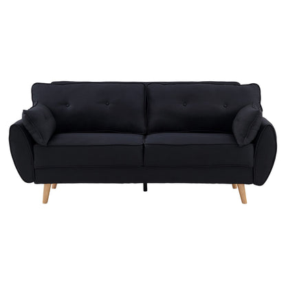Sarantino 3 Seater Modular Linen Fabric Sofa Bed Couch Futon Suite - Black V240-SOFA-M1910-LNN-BK