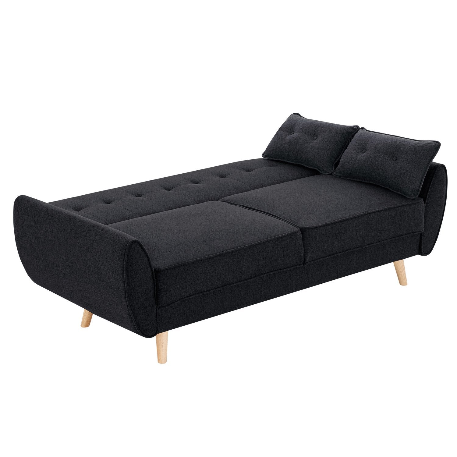 Sarantino 3 Seater Modular Linen Fabric Sofa Bed Couch Futon Suite - Black V240-SOFA-M1910-LNN-BK