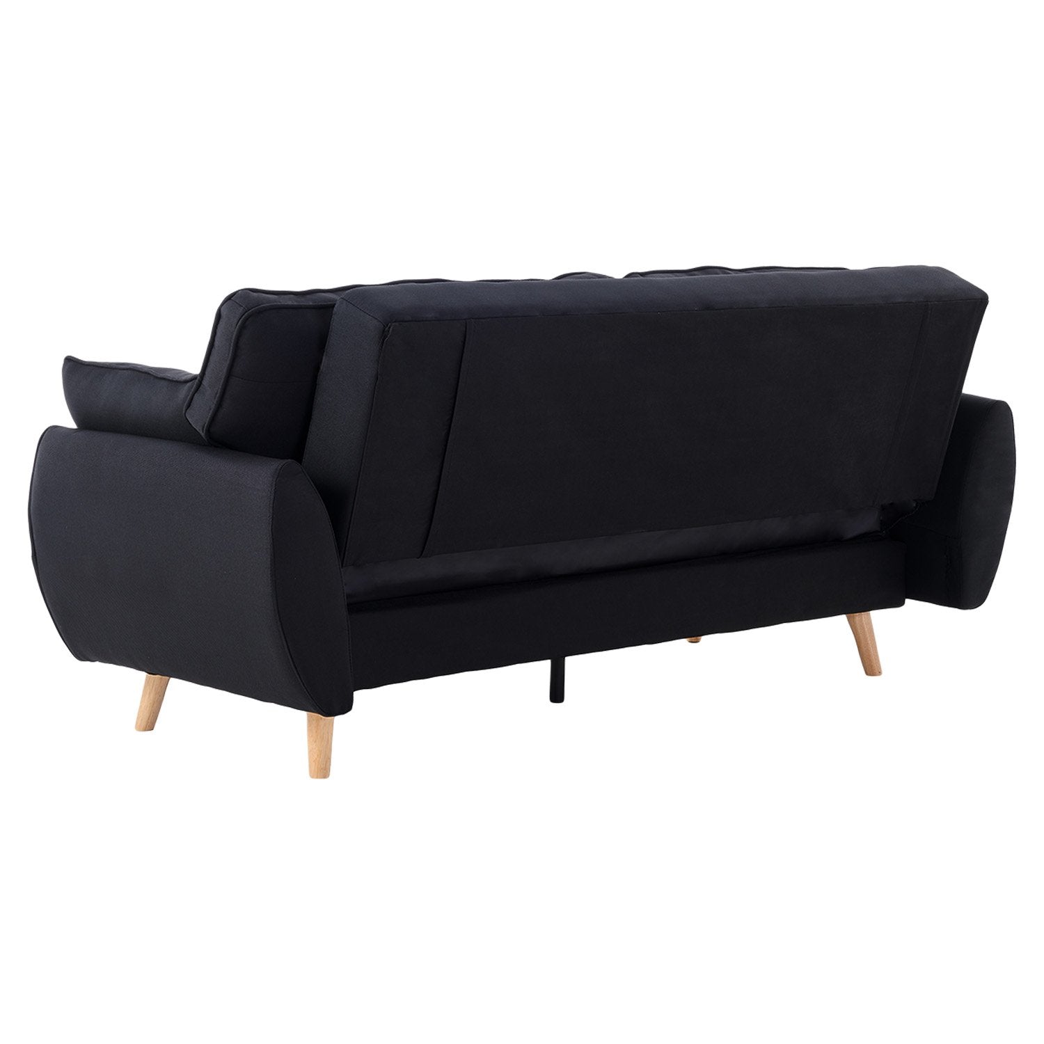 Sarantino 3 Seater Modular Linen Fabric Sofa Bed Couch Futon Suite - Black V240-SOFA-M1910-LNN-BK