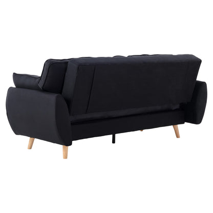 Sarantino 3 Seater Modular Linen Fabric Sofa Bed Couch Futon Suite - Black V240-SOFA-M1910-LNN-BK
