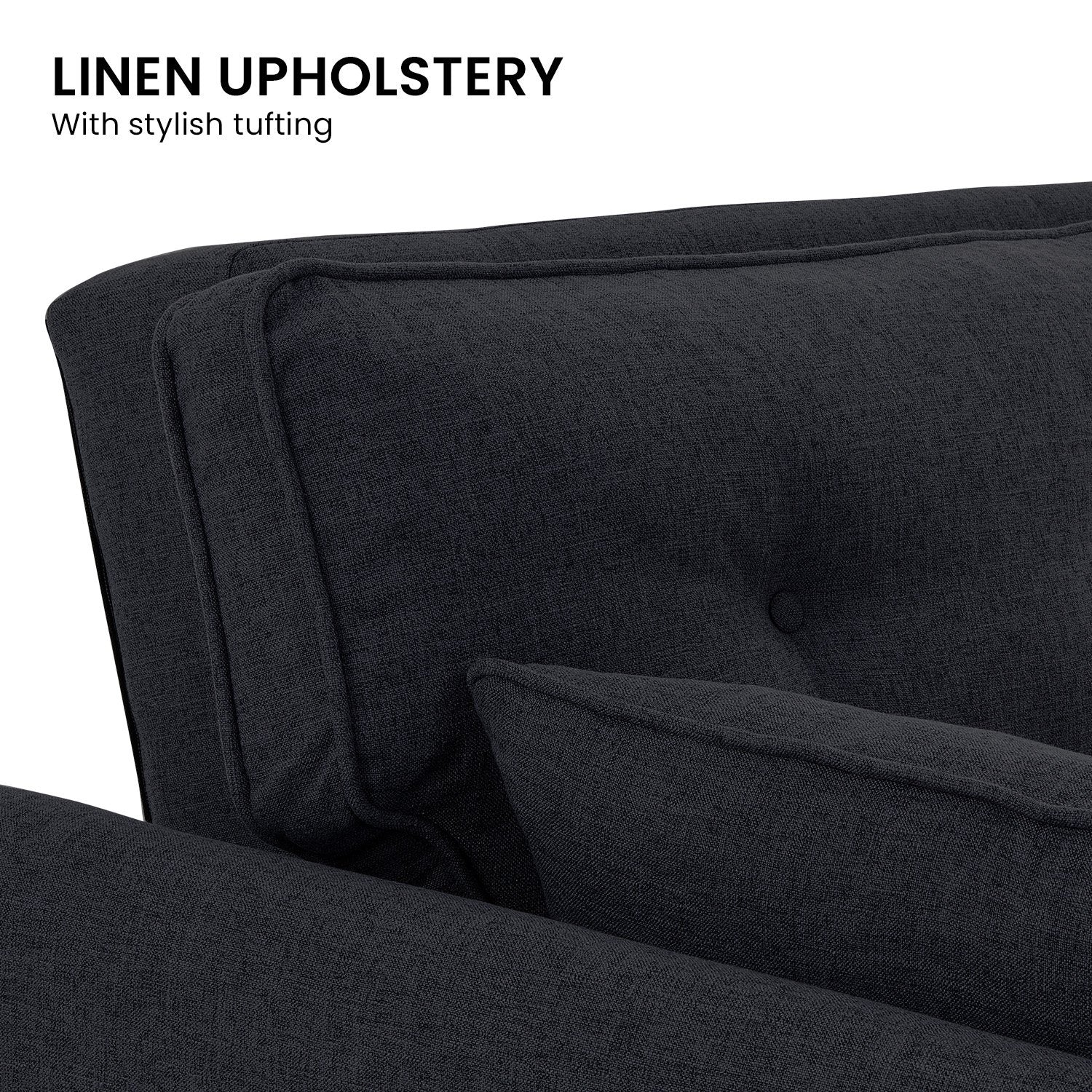 Sarantino 3 Seater Modular Linen Fabric Sofa Bed Couch Futon Suite - Black V240-SOFA-M1910-LNN-BK