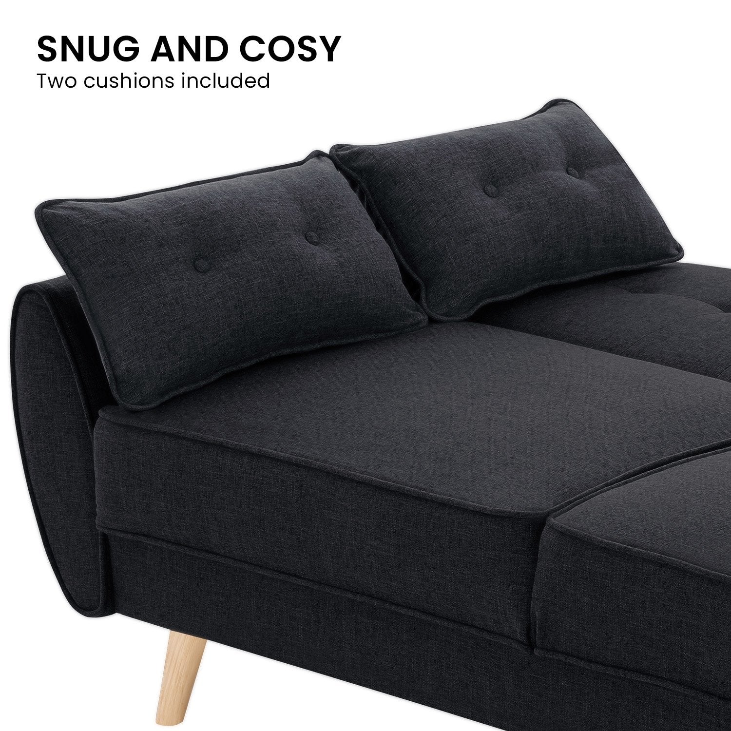 Sarantino 3 Seater Modular Linen Fabric Sofa Bed Couch Futon Suite - Black V240-SOFA-M1910-LNN-BK