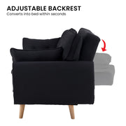 Sarantino 3 Seater Modular Linen Fabric Sofa Bed Couch Futon Suite - Black V240-SOFA-M1910-LNN-BK