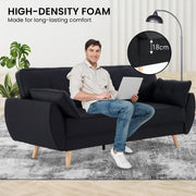 Sarantino 3 Seater Modular Linen Fabric Sofa Bed Couch Futon Suite - Black V240-SOFA-M1910-LNN-BK