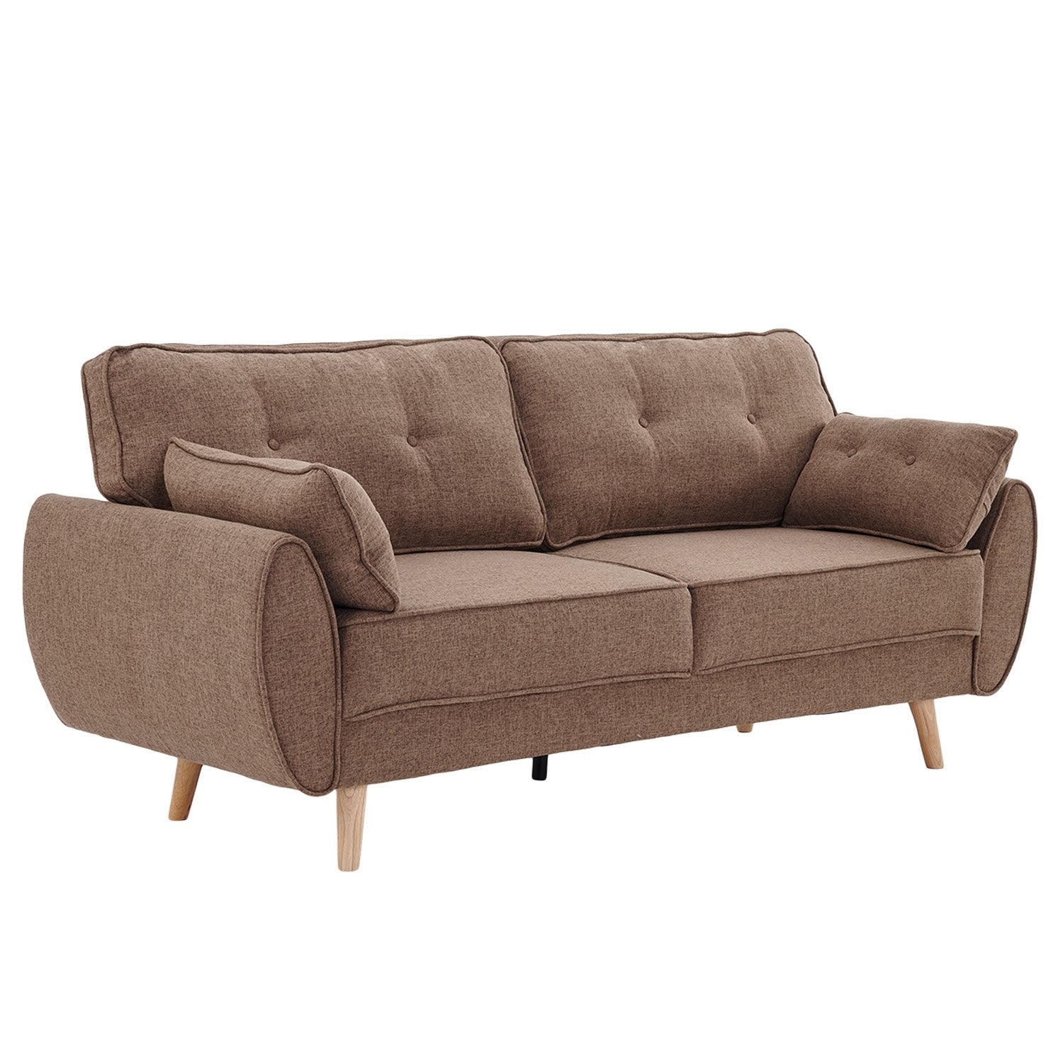 Sarantino 3 Seater Modular Linen Fabric Sofa Bed Couch Futon Suite - Brown V240-SOFA-M1910-LNN-BRN