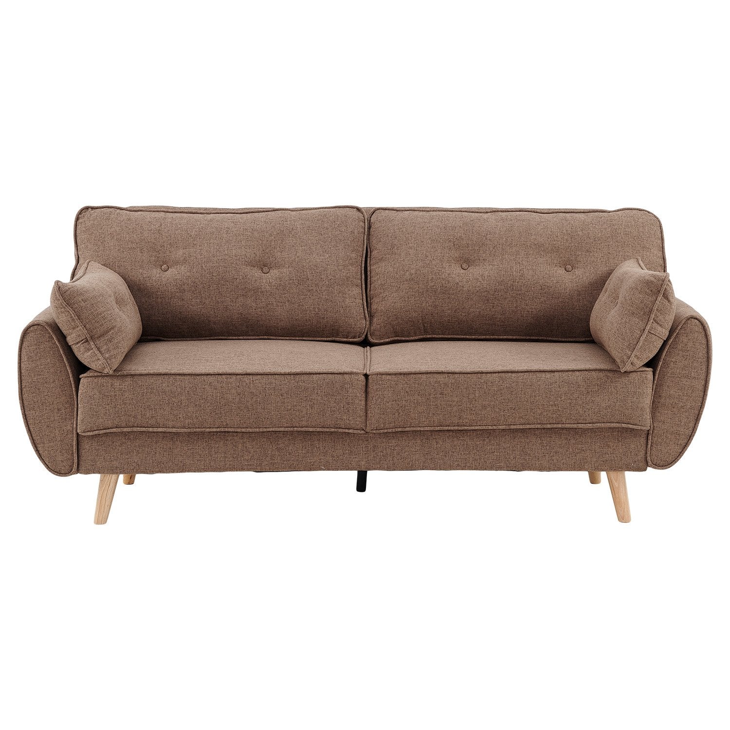 Sarantino 3 Seater Modular Linen Fabric Sofa Bed Couch Futon Suite - Brown V240-SOFA-M1910-LNN-BRN