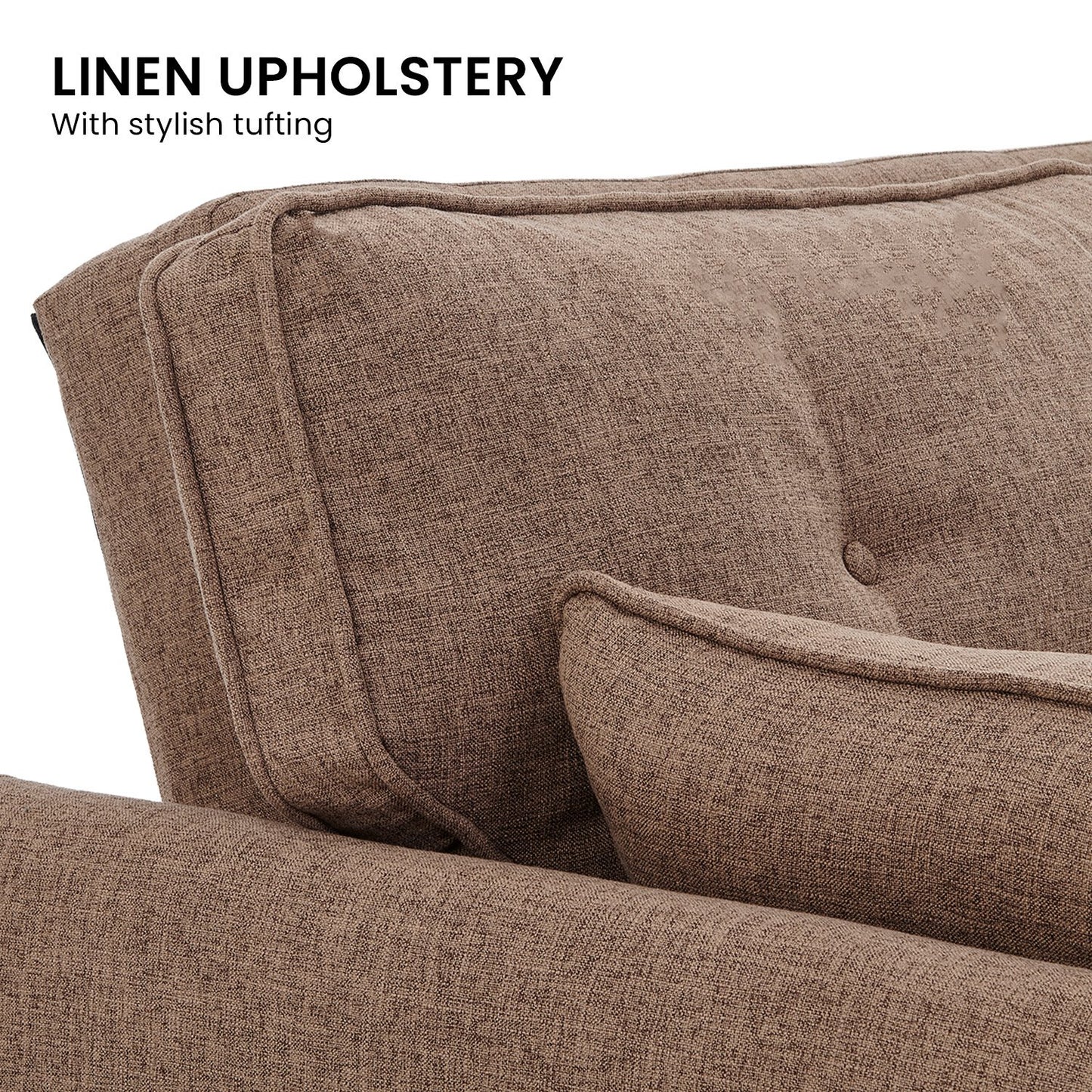 Sarantino 3 Seater Modular Linen Fabric Sofa Bed Couch Futon Suite - Brown V240-SOFA-M1910-LNN-BRN