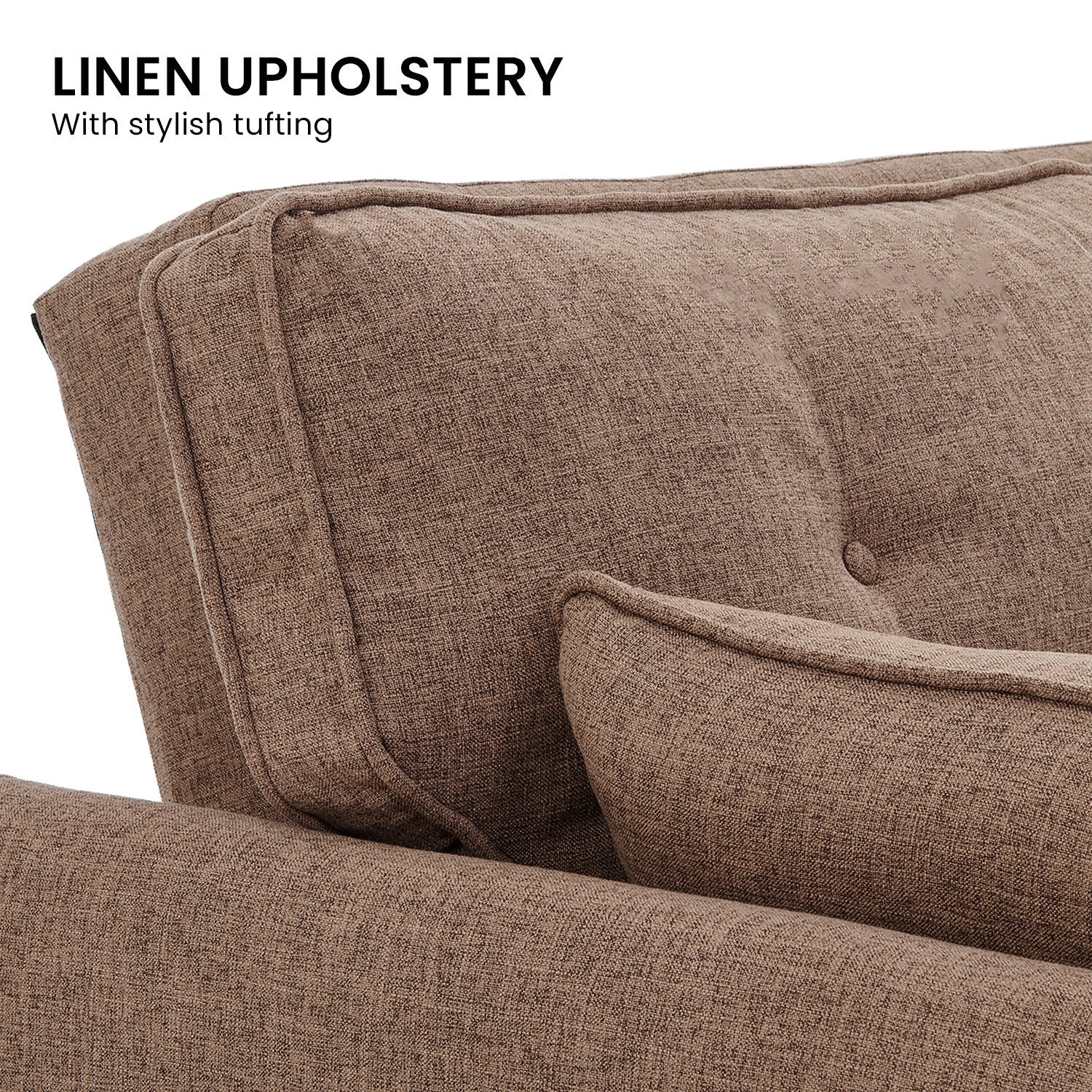 Sarantino 3 Seater Modular Linen Fabric Sofa Bed Couch Futon Suite - Brown V240-SOFA-M1910-LNN-BRN