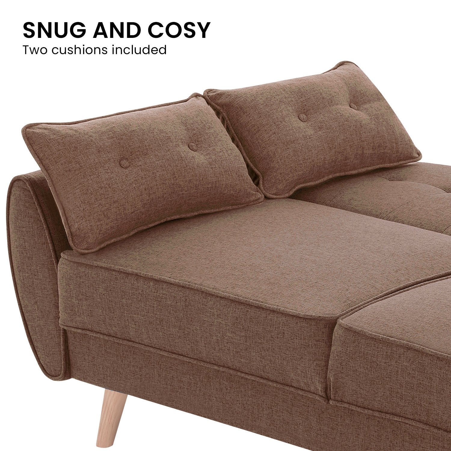 Sarantino 3 Seater Modular Linen Fabric Sofa Bed Couch Futon Suite - Brown V240-SOFA-M1910-LNN-BRN