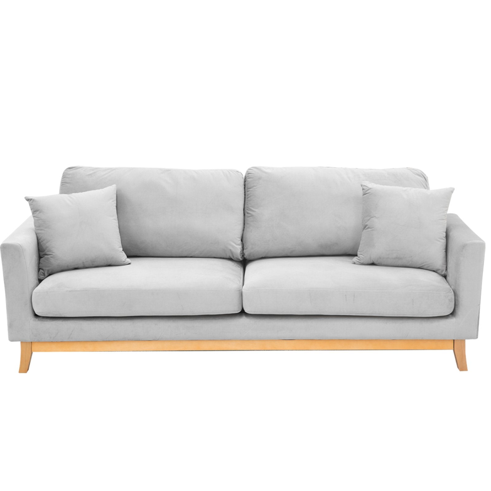 Sarantino 3 Seater Faux Velvet Sofa Bed Couch Furniture Light Grey V240-SOFA-M20-SUE-LGY