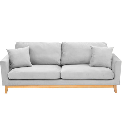 Sarantino 3 Seater Faux Velvet Sofa Bed Couch Furniture Light Grey V240-SOFA-M20-SUE-LGY