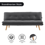 Sarantino 3 Seater Linen Sofa Bed Couch Lounge Futon - Dark Grey V240-SOFA-M2490-LNN-DGY