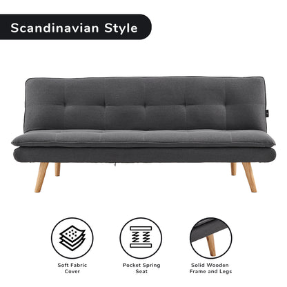 Sarantino 3 Seater Linen Sofa Bed Couch Lounge Futon - Dark Grey V240-SOFA-M2490-LNN-DGY
