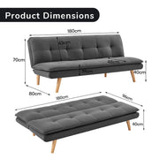 Sarantino 3 Seater Linen Sofa Bed Couch Lounge Futon - Dark Grey V240-SOFA-M2490-LNN-DGY