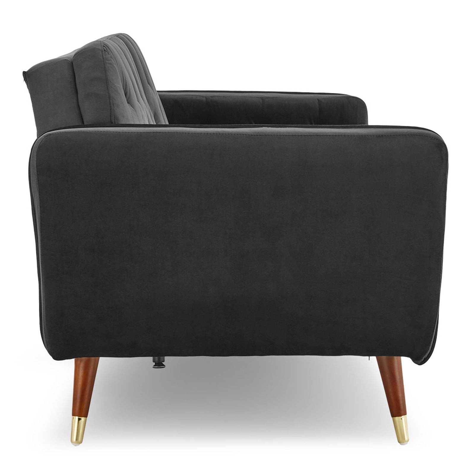Sarantino Faux Velvet Tufted Sofa Bed Couch Futon - Black V240-SOFA-M2540-SUE-BK