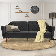 Sarantino Faux Velvet Tufted Sofa Bed Couch Futon - Black V240-SOFA-M2540-SUE-BK