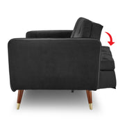 Sarantino Faux Velvet Tufted Sofa Bed Couch Futon - Black V240-SOFA-M2540-SUE-BK