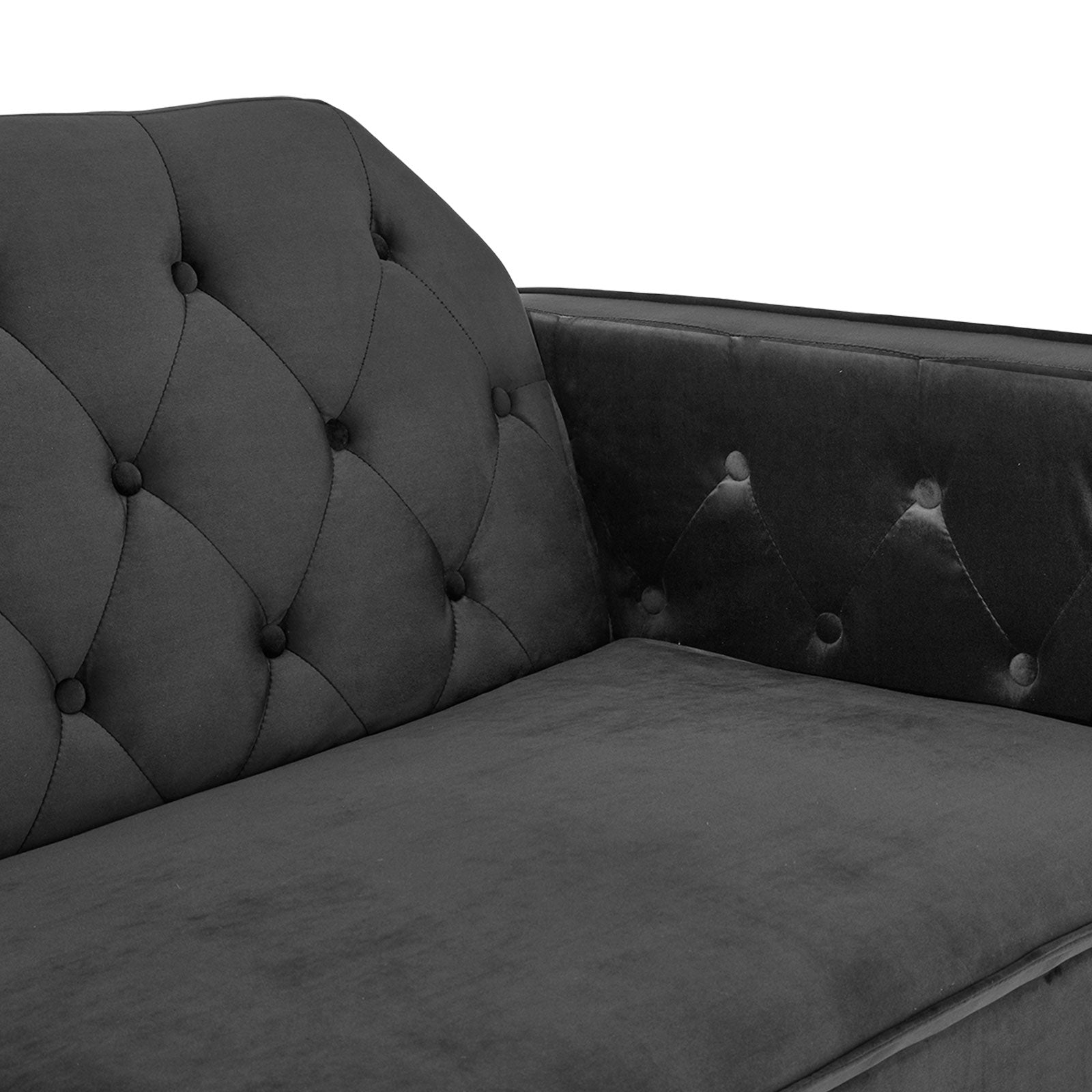 Sarantino Faux Velvet Tufted Sofa Bed Couch Futon - Black V240-SOFA-M2540-SUE-BK