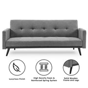 Sarantino Tufted Faux Linen 3-Seater Sofa Bed with Armrests - Light Grey V240-SOFA-M2930-LNN-LGY
