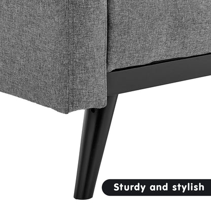 Sarantino Tufted Faux Linen 3-Seater Sofa Bed with Armrests - Light Grey V240-SOFA-M2930-LNN-LGY