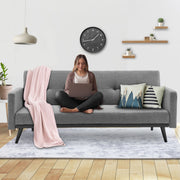 Sarantino Tufted Faux Linen 3-Seater Sofa Bed with Armrests - Light Grey V240-SOFA-M2930-LNN-LGY