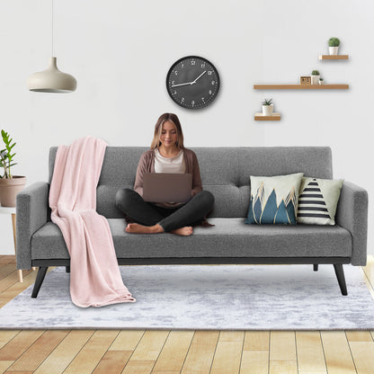 Sarantino Tufted Faux Linen 3-Seater Sofa Bed with Armrests - Light Grey V240-SOFA-M2930-LNN-LGY