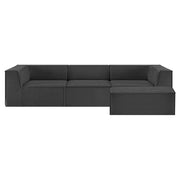 Sarantino Novi 3-Seater Modular Sofa with Ottoman in Black Non-Slip Bottom Lounge V240-SOFA-MLM-232-BK