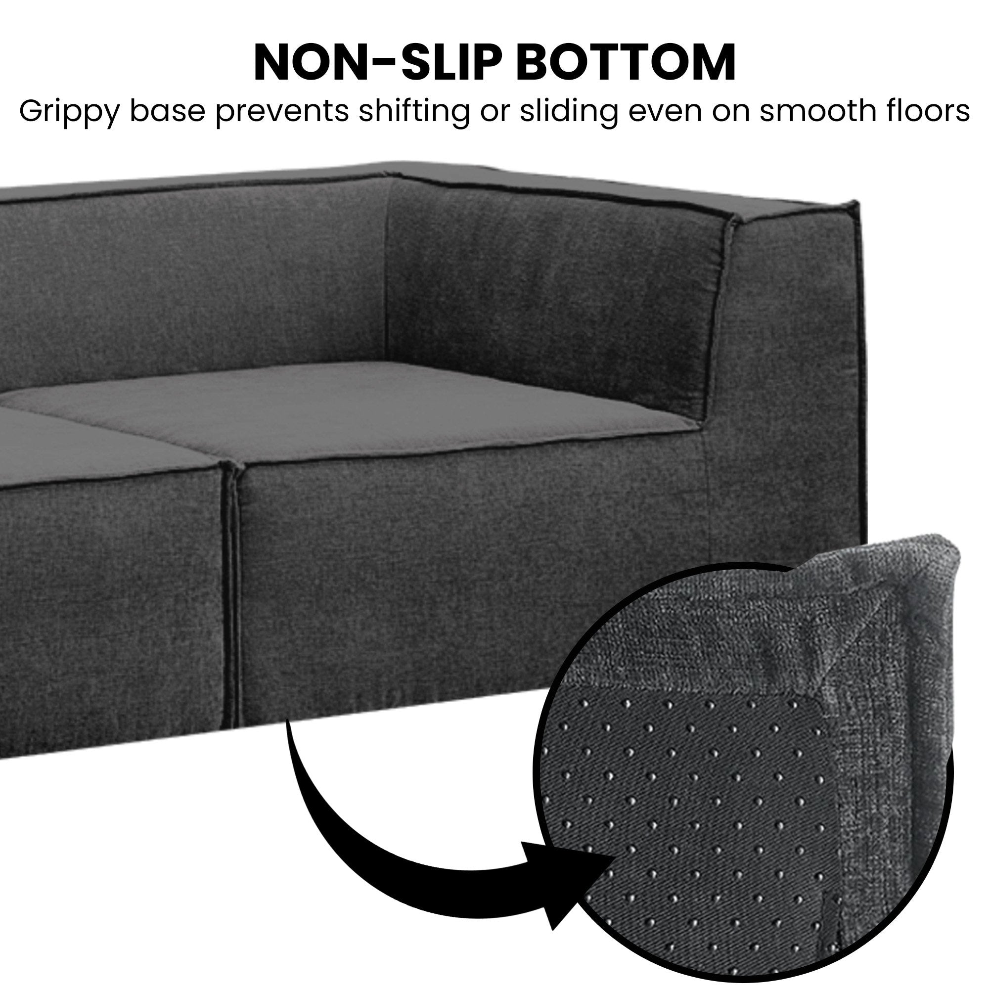 Sarantino Novi 3-Seater Modular Sofa with Ottoman in Black Non-Slip Bottom Lounge V240-SOFA-MLM-232-BK