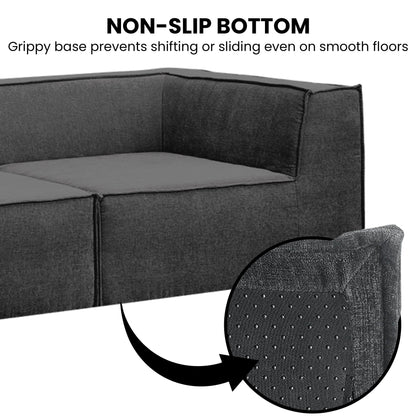 Sarantino Novi 3-Seater Modular Sofa with Ottoman in Black Non-Slip Bottom Lounge V240-SOFA-MLM-232-BK