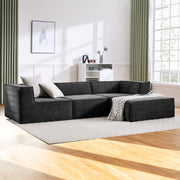 Sarantino Novi 3-Seater Modular Sofa with Ottoman in Black Non-Slip Bottom Lounge V240-SOFA-MLM-232-BK