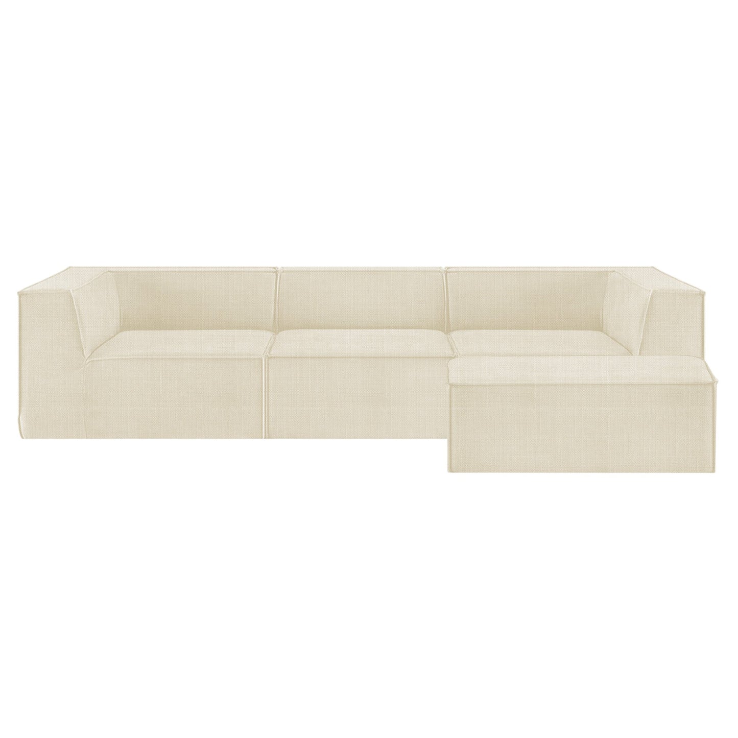Sarantino Novi 3-Seater Modular Sofa with Ottoman in Cream Non-Slip Bottom Lounge V240-SOFA-MLM-232-CM