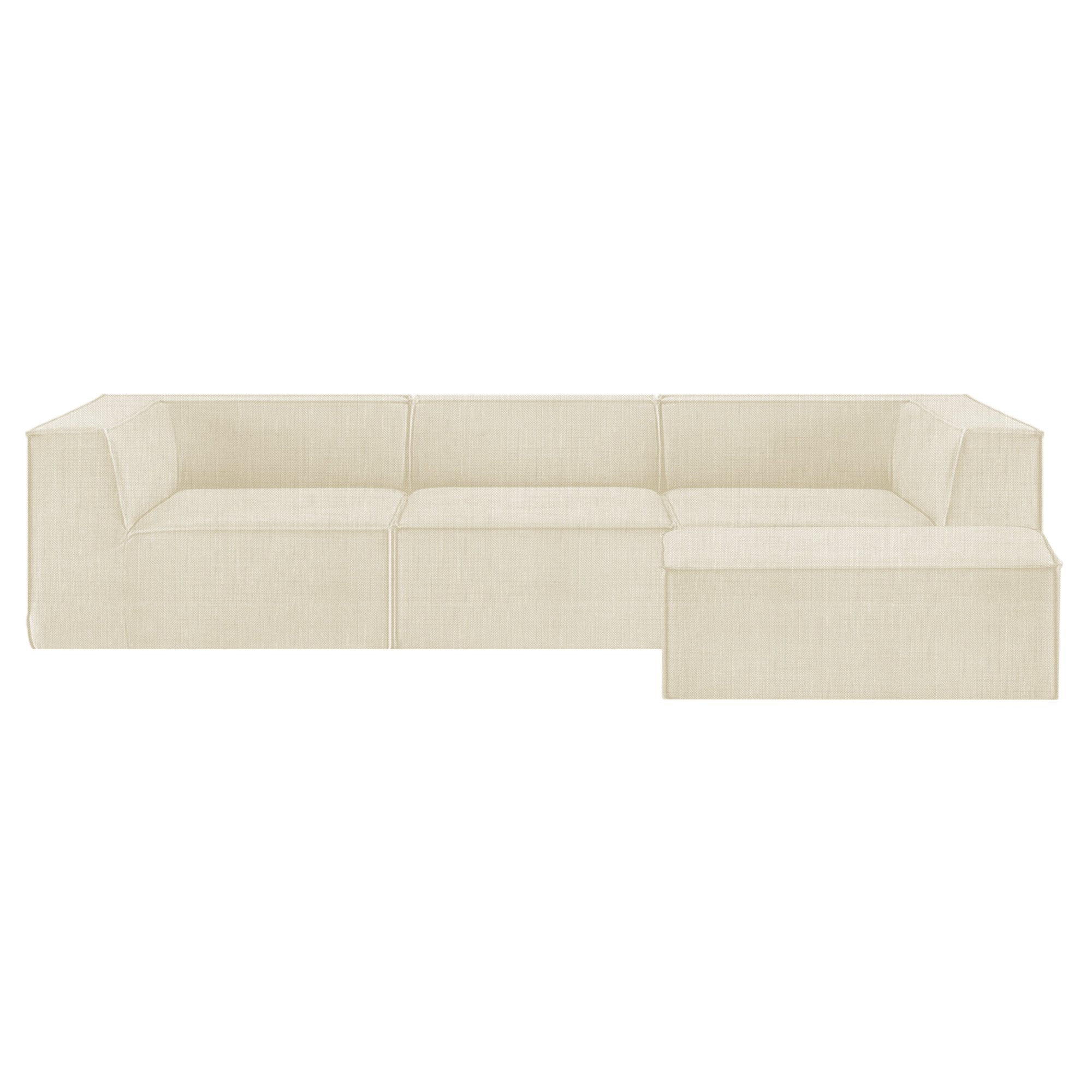 Sarantino Novi 3-Seater Modular Sofa with Ottoman in Cream Non-Slip Bottom Lounge V240-SOFA-MLM-232-CM