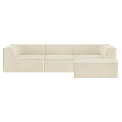 Sarantino Novi 3-Seater Modular Sofa with Ottoman in Cream Non-Slip Bottom Lounge V240-SOFA-MLM-232-CM