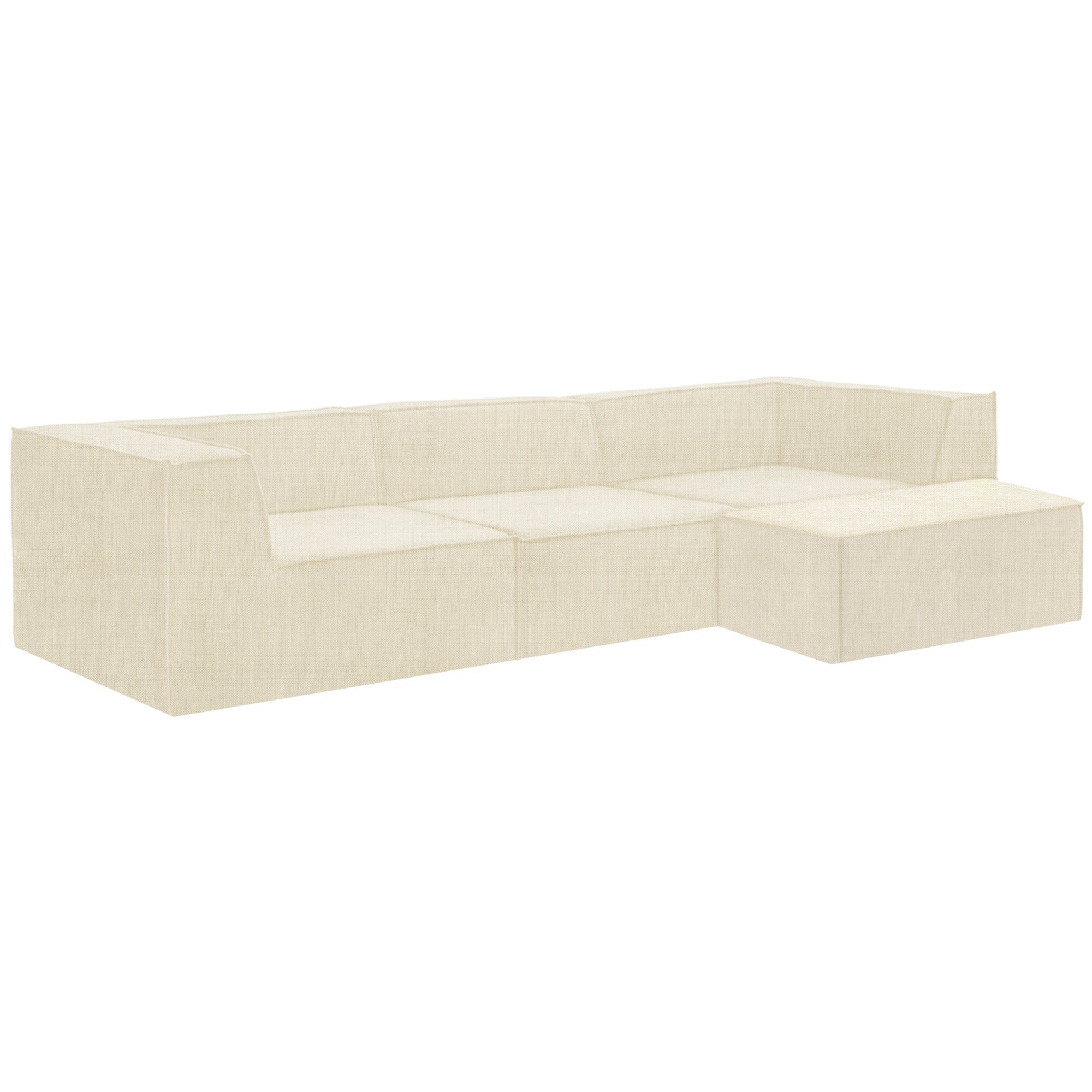 Sarantino Novi 3-Seater Modular Sofa with Ottoman in Cream Non-Slip Bottom Lounge V240-SOFA-MLM-232-CM