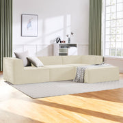Sarantino Novi 3-Seater Modular Sofa with Ottoman in Cream Non-Slip Bottom Lounge V240-SOFA-MLM-232-CM