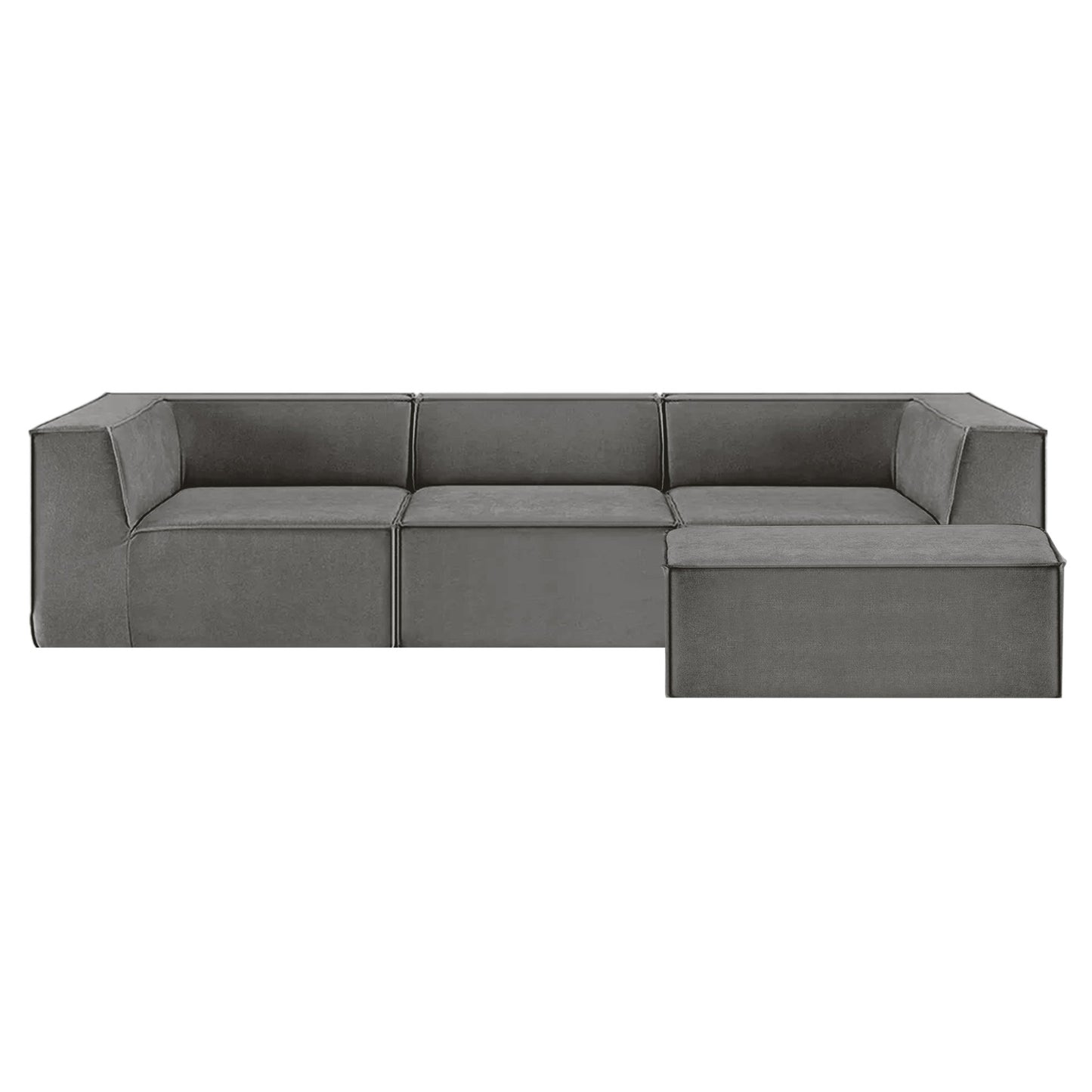 Sarantino Novi 3-Seater Modular Sofa with Ottoman in Grey Non-Slip Bottom Lounge V240-SOFA-MLM-232-GY