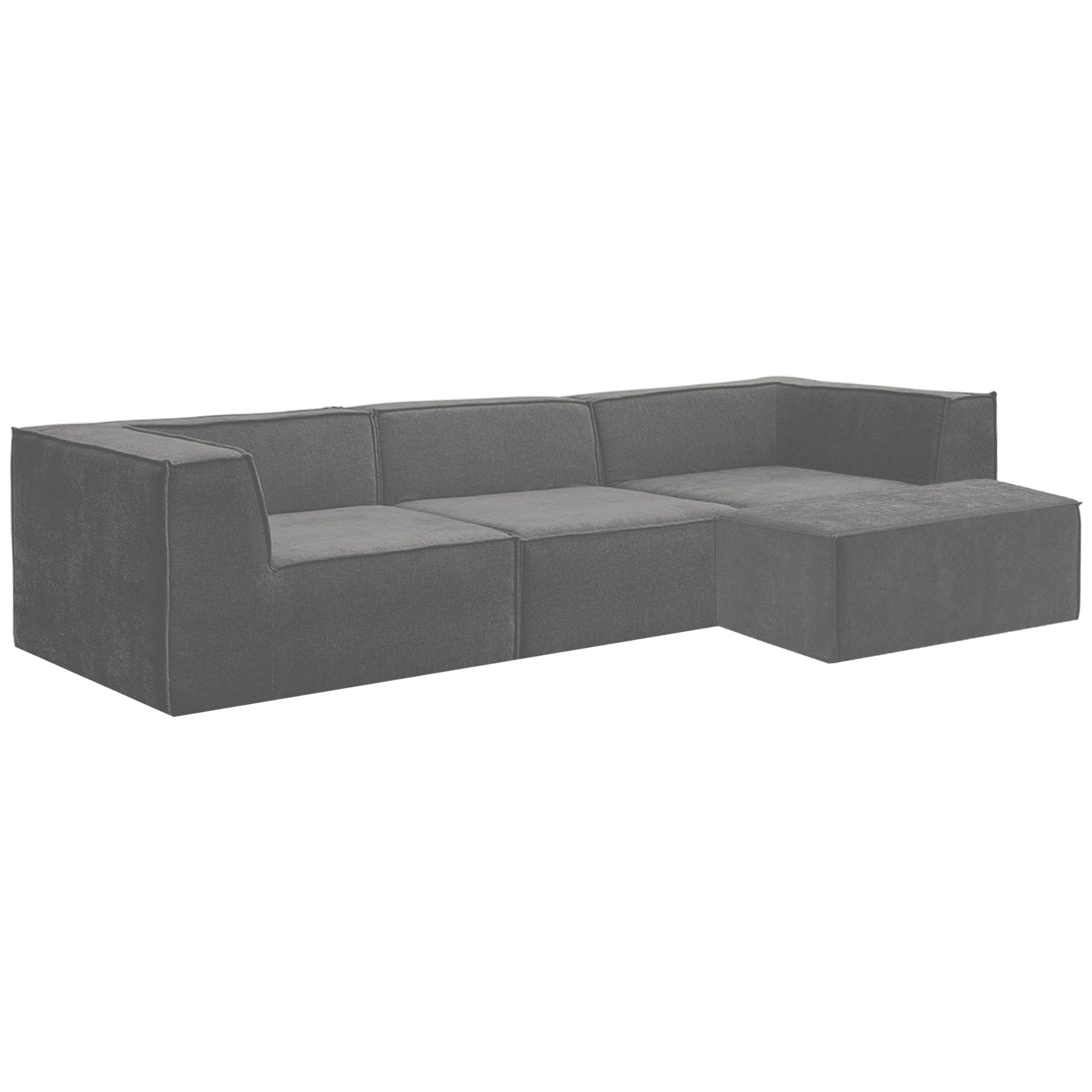 Sarantino Novi 3-Seater Modular Sofa with Ottoman in Grey Non-Slip Bottom Lounge V240-SOFA-MLM-232-GY