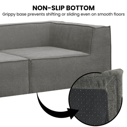 Sarantino Novi 3-Seater Modular Sofa with Ottoman in Grey Non-Slip Bottom Lounge V240-SOFA-MLM-232-GY