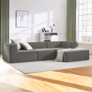 Sarantino Novi 3-Seater Modular Sofa with Ottoman in Grey Non-Slip Bottom Lounge V240-SOFA-MLM-232-GY