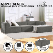 Sarantino Novi 3-Seater Modular Sofa with Ottoman in Grey Non-Slip Bottom Lounge V240-SOFA-MLM-232-GY