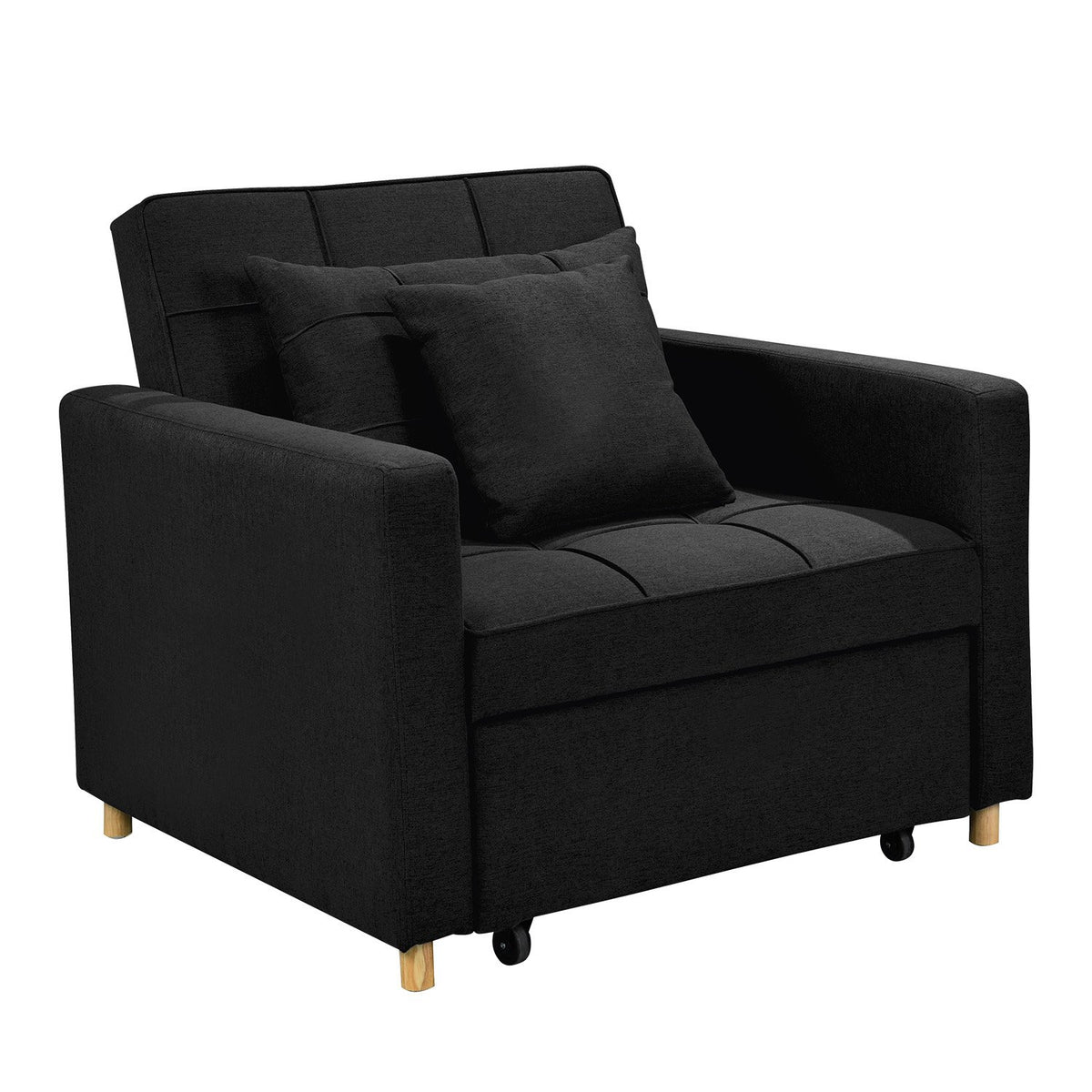 Sarantino Suri 3-in-1 Convertible Lounge Chair Bed - Black V240-SOFA-YGG-7001-LNN-BLK