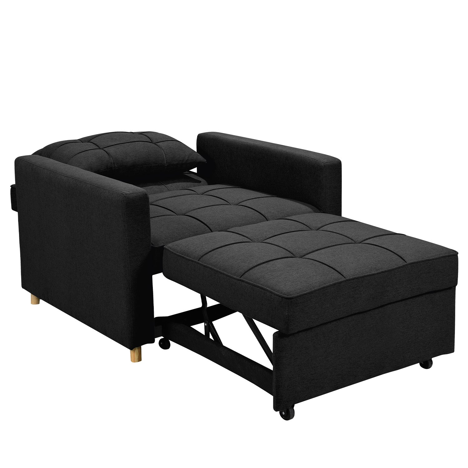 Sarantino Suri 3-in-1 Convertible Lounge Chair Bed - Black V240-SOFA-YGG-7001-LNN-BLK