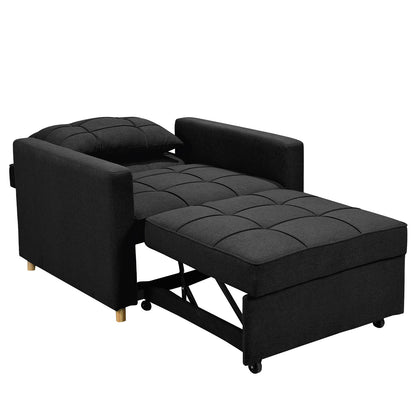 Sarantino Suri 3-in-1 Convertible Lounge Chair Bed - Black V240-SOFA-YGG-7001-LNN-BLK