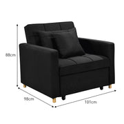 Sarantino Suri 3-in-1 Convertible Lounge Chair Bed - Black V240-SOFA-YGG-7001-LNN-BLK
